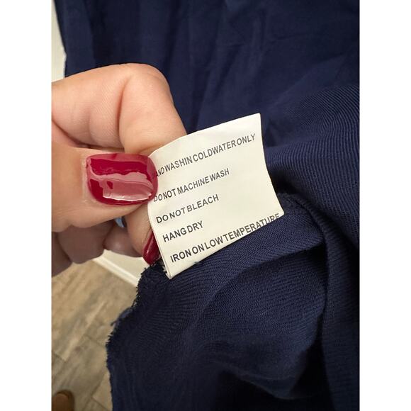 Solitaire Women's Blue Embroidered Ruffled Short Sleeve Tunic Mini Dress Size L - Picture 5 of 7